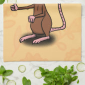 可愛い茶色のネズミが漫画をサミング キッチンタオル (折り畳み)