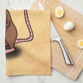 可愛い茶色のネズミが漫画をサミング キッチンタオル (四つ折り)