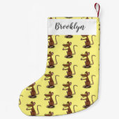 可愛い茶色のネズミが漫画をサミング スモールクリスマスストッキング (裏面)