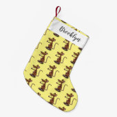 可愛い茶色のネズミが漫画をサミング スモールクリスマスストッキング (正面 (吊り時))