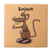 可愛い茶色のネズミが漫画をサミング タイル (正面)