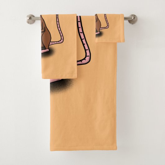 可愛い茶色のネズミが漫画をサミング バスタオルセット (インサイチュ)