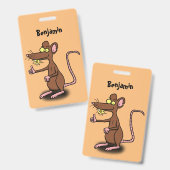 可愛い茶色のネズミが漫画をサミング バッジ (正面＆裏面)