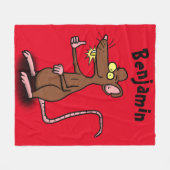 可愛い茶色のネズミが漫画をサミング フリースブランケット (正面(横))