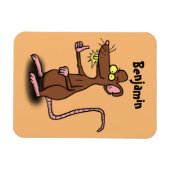 可愛い茶色のネズミが漫画をサミング マグネット (横)