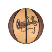 可愛い茶色のネズミが漫画をサミング ミニバスケットボール (縦)