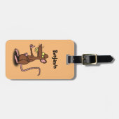 可愛い茶色のネズミが漫画をサミング ラゲッジタグ (正面横)