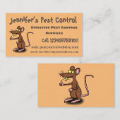 可愛い茶色のネズミが漫画をサミング 名刺 (正面/裏面)