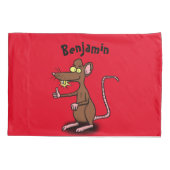 可愛い茶色のネズミが漫画をサミング 枕カバー (裏面)