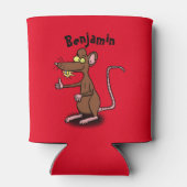 可愛い茶色のネズミが漫画をサミング 缶クーラー (裏面)