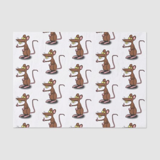 可愛い茶色のネズミが漫画をサミング 薄葉紙 (正面)