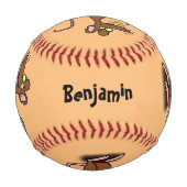 可愛い茶色のネズミが漫画をサミング 野球ボール (正面)