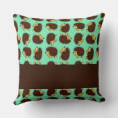 可愛い茶色のハリネズミが青 クッション (裏面)