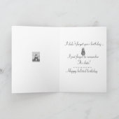 可愛い茶色のバニーと花のおもしろい遅れた誕生日 カード (内部)