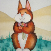 可愛い茶色のバニーと花のおもしろい遅れた誕生日 カード