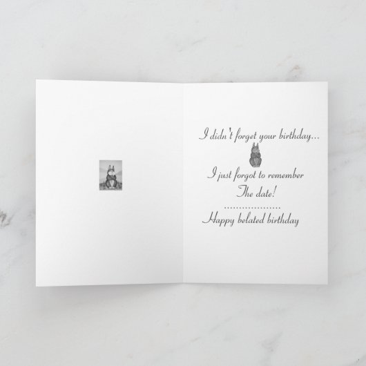 可愛い茶色のバニーのウサギの花の誕生日 カード (内部)