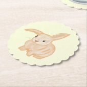 可愛い茶色のバニーウサギ – 黄色に透明。 ペーパーコースター (アングル)