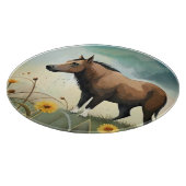 可愛い茶色のポニーフローラ畑 カッティングボード (角)