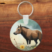可愛い茶色のポニーフローラ畑 キーホルダー (裏面)