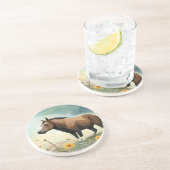 可愛い茶色のポニーフローラ畑 コースター (側面)