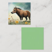 可愛い茶色のポニーフローラ畑 ノートカード (正面/裏面)