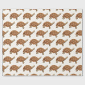 可愛い茶色の亀 ラッピングペーパー (フラット)