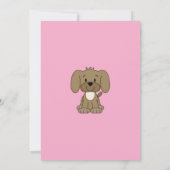 可愛い茶色の子犬ピンクの女の子の赤ちゃんシャワー 招待状 (裏面)
