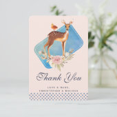 可愛い茶色の水の色の鹿素朴ありがとう サンキューカード (スタンド正面)