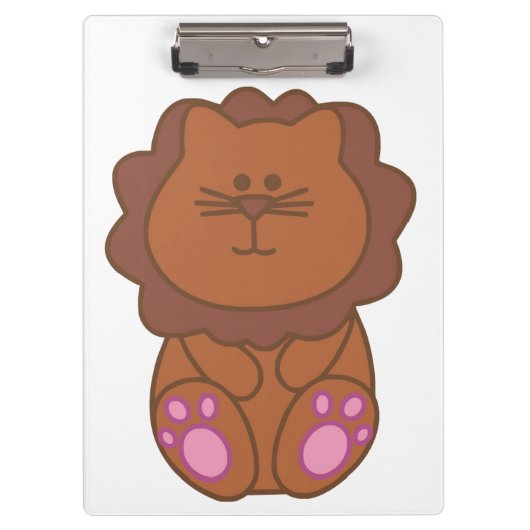 可愛い茶色の漫画獅子 クリップボード (正面)