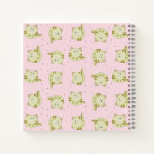可愛い茶色の猫のピンク柄 ノートブック (裏面)