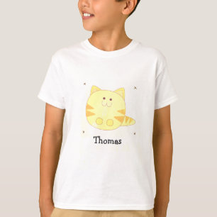 可愛い茶色の猫のピンク柄 Tシャツ