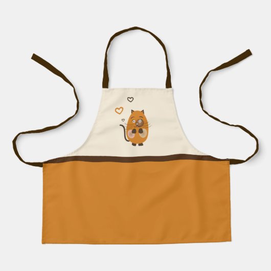 可愛い茶色の猫 エプロン (正面)