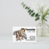 可愛い茶色の白犬の動物クリニック医学 名刺 (スタンド正面)