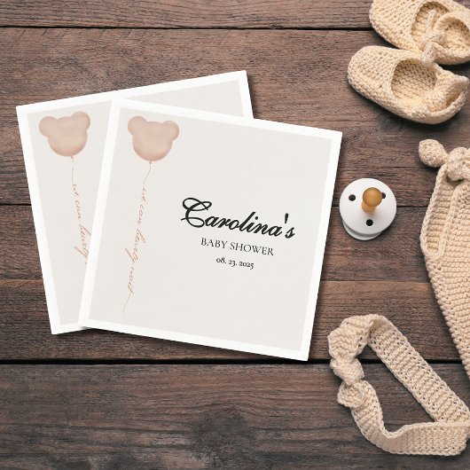 可愛い茶色の私たちは赤ちゃんシャワーを待つことができる スタンダードカクテルナプキン