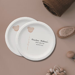 可愛い茶色の私たちは赤ちゃんシャワーを待つことができる ペーパープレート