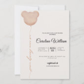 可愛い茶色の私たちは赤ちゃんシャワーを待つことができる 招待状 (正面)