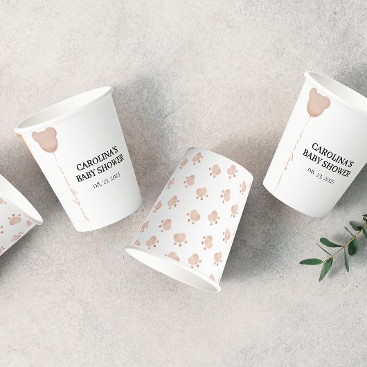 可愛い茶色の私たちは赤ちゃんシャワーを待つことができる 紙コップ