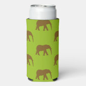 可愛い茶色の象のシルエット緑 スリム缶クーラー (Seltzer裏面)