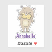 可愛い茶色の食べハムスターの女の子の漫画 シール (シート)