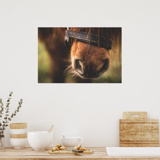 可愛い茶色の馬鼻 ポスター (キッチン)