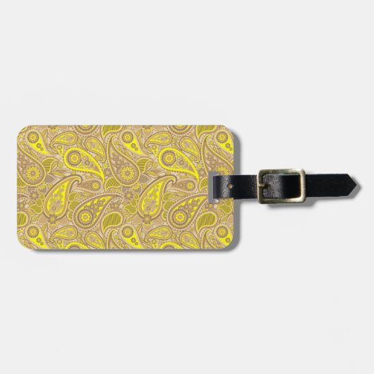 可愛い茶色の黄色のペイズリーパターンCase-Mate iPhone ラゲッジタグ (正面横)