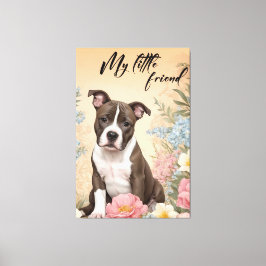 可愛い茶色の（犬）スタッフォードテリアの子犬 キャンバスプリント