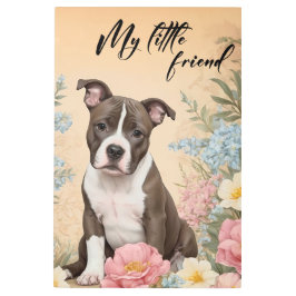 可愛い茶色の（犬）スタッフォードテリアの子犬 メタルプリント