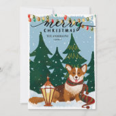 可愛い茶色のCORGIクリスマスライトミニマルおもしろい シーズンカード (正面)