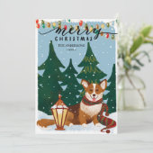 可愛い茶色のCORGIクリスマスライトミニマルおもしろい シーズンカード (スタンド正面)