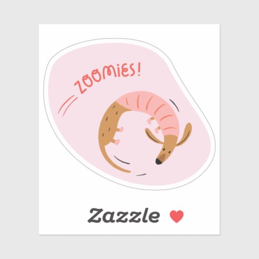 可愛い茶色図解入りの、写真付きのの犬ライトピンク シール (シート)