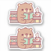 可愛い茶色読の熊の本 シール (正面)