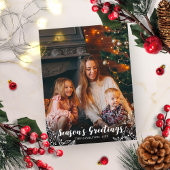 可愛い葉の白いスクリプトフォトクリスマス ポストカード