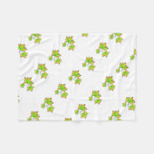 可愛い葉柄の緑の黄色のカエデ離れメ フリースブランケット (正面(横))