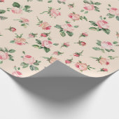 可愛い薔薇 フラワーピンク ピーチクリーム ブライダルシャワー ラッピングペーパー (角)